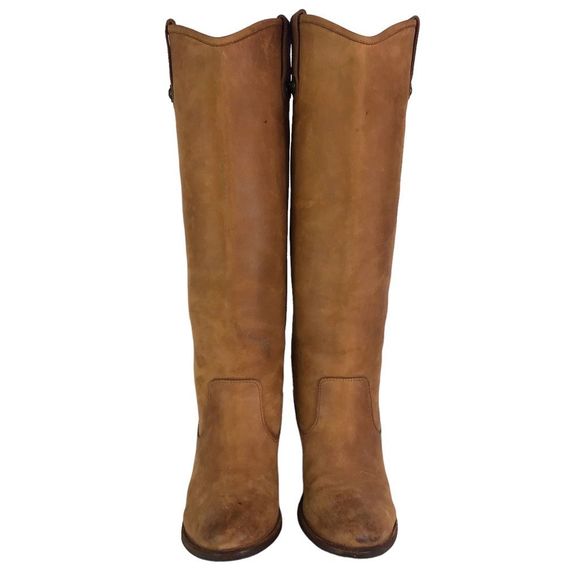 Frye Jackie Button Tall Riding Boots Knee High Cognac Brown Leather Heeled Sz 10 - Picture 6 of 12